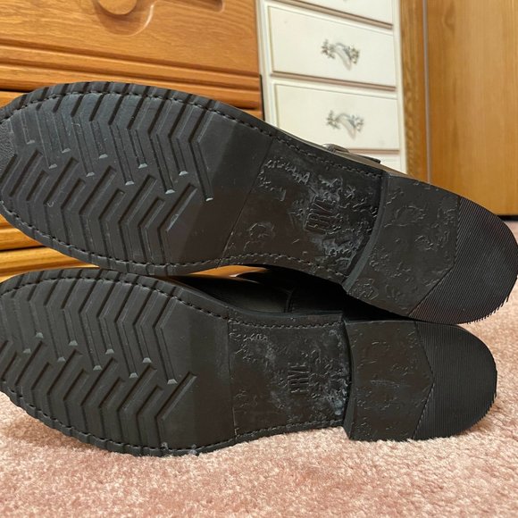 Frye Veronica Black Leather Moto Boot with Pewter Hardware - Picture 8 of 10